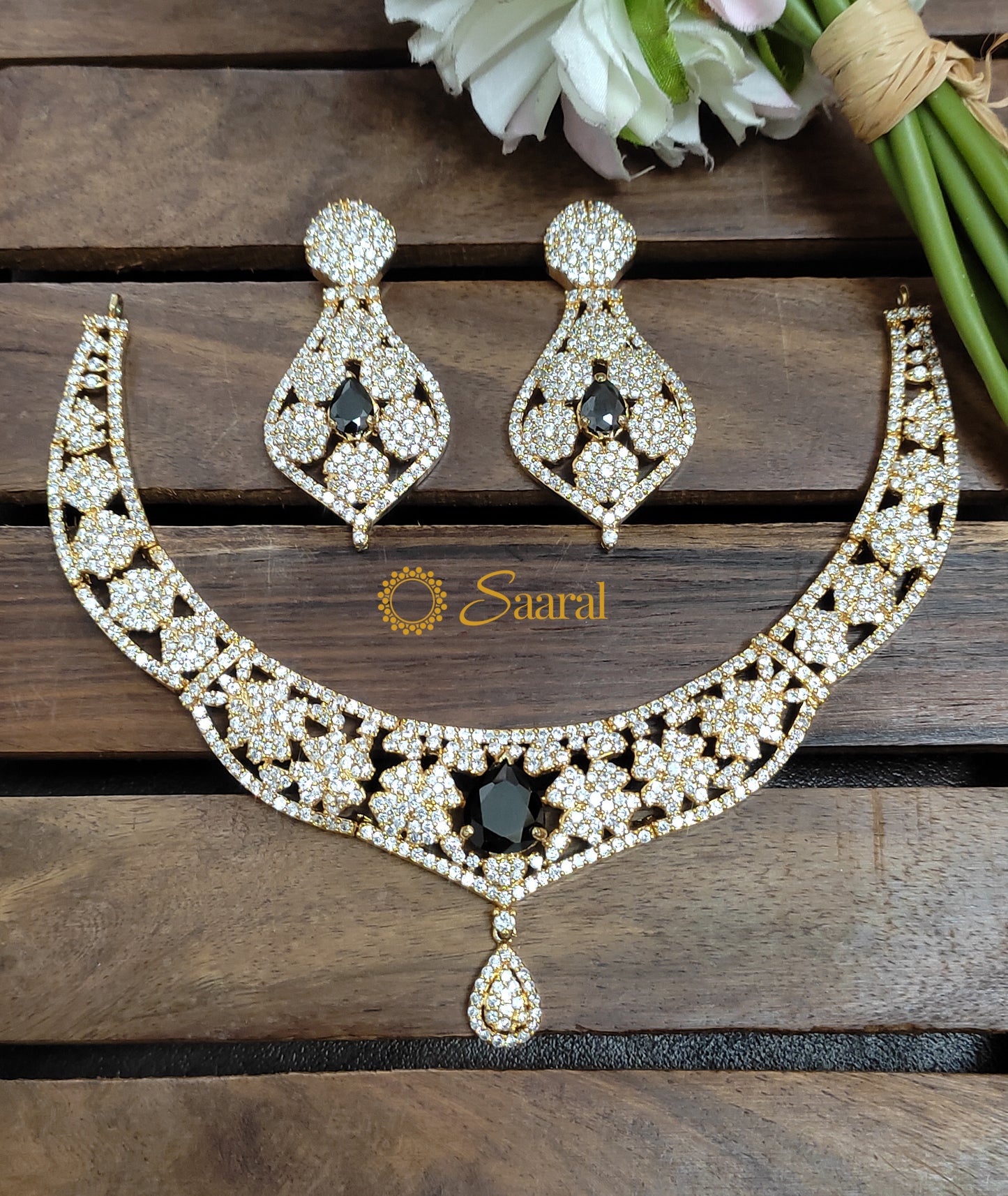 Dazzling white stone statement set