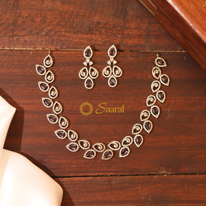 ELEGANT AD STONE NECKSET(purple and white) ELEGANT AD STONE NECKSET(purple and white)