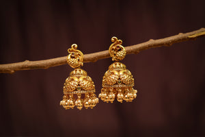 Traditional Red stone Peacock Jhumka Traditional Red stone Peacock Jhumka