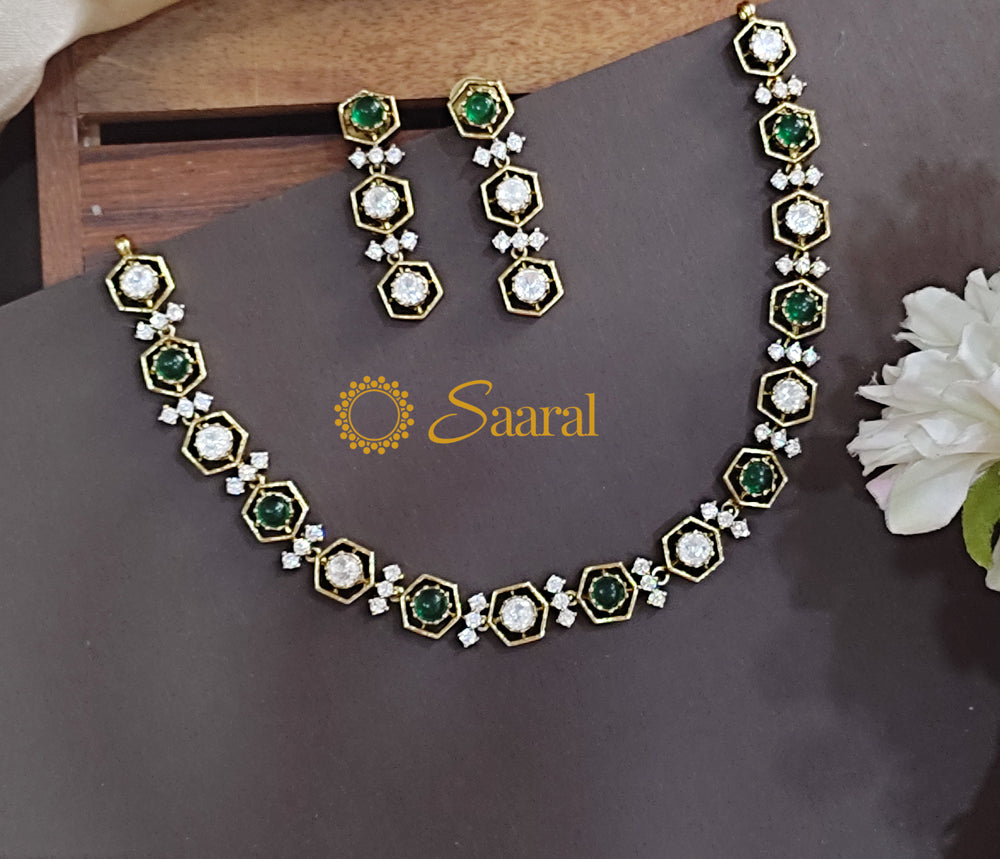 Hexagon shape necklace set