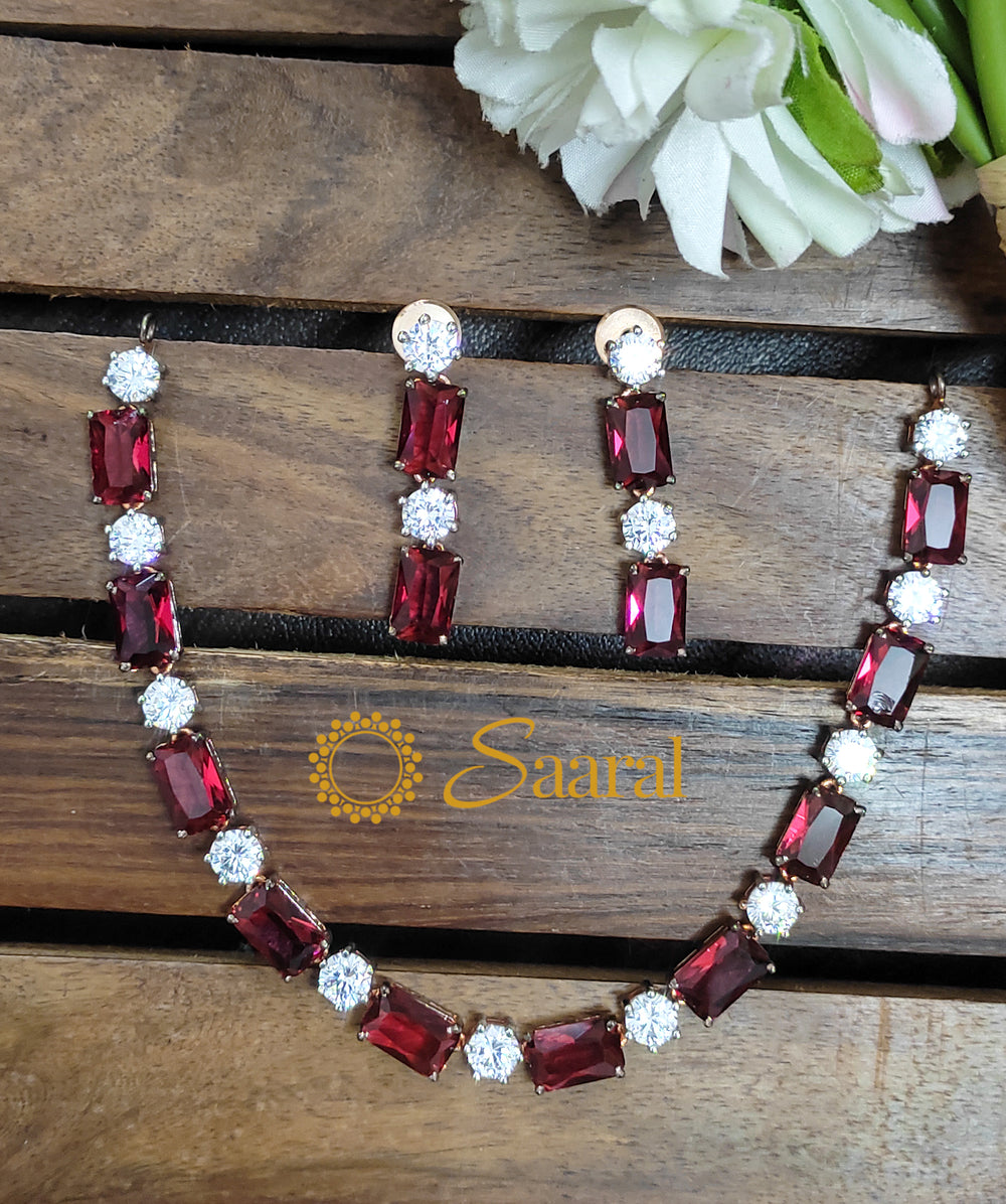 Red and White stone  set