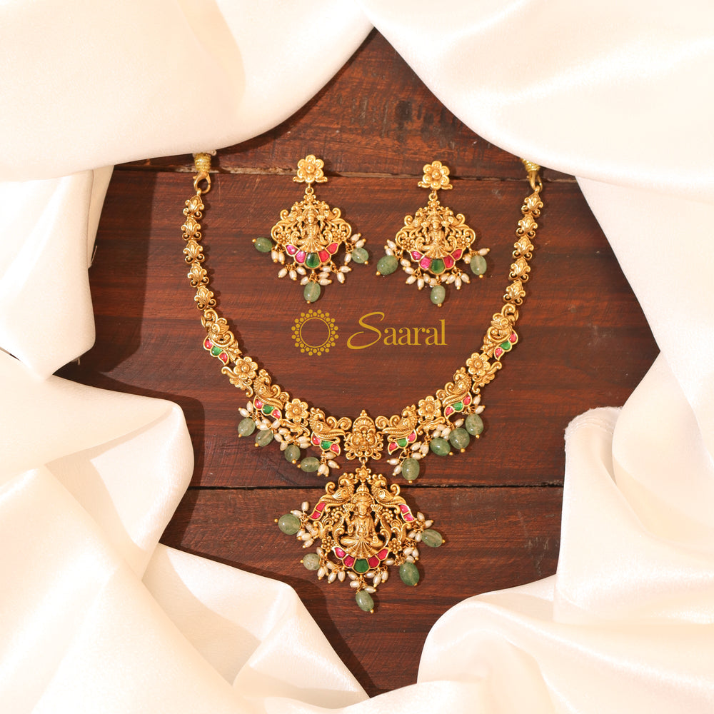 BEADS  HANGING LAKSHMI NECKSET