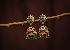 GORGEOUS GREEN STONE JHUMKA
