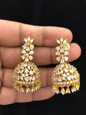 Stunnindg White stone AD jhumka