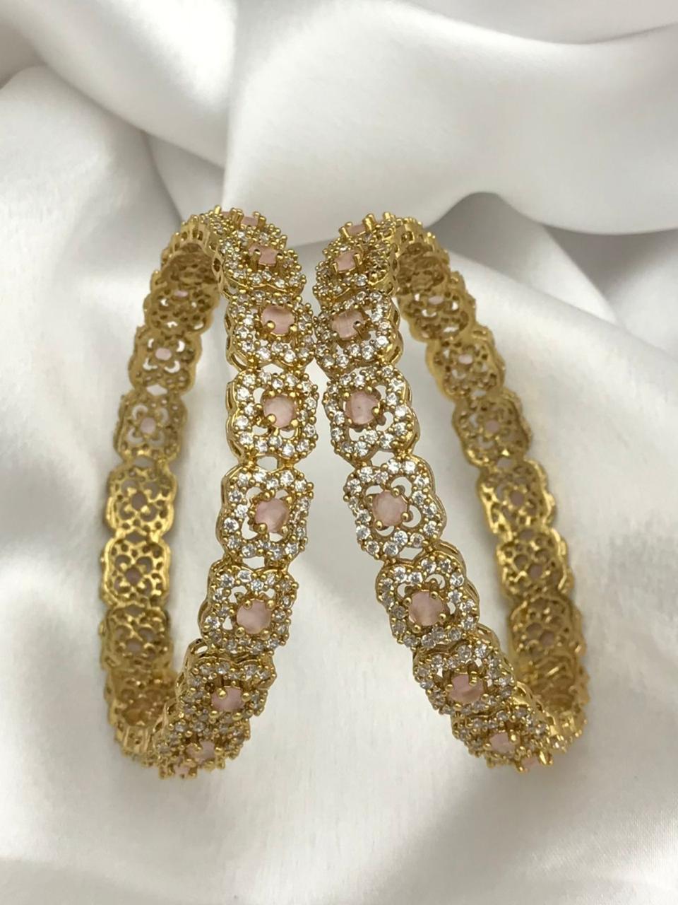 Elegant Pink Stone AD Bangle