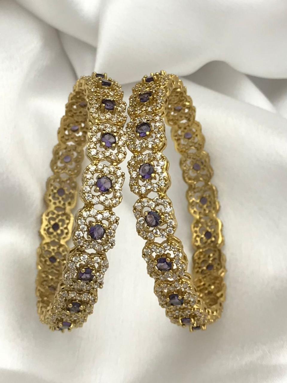 Elegant Purple Stone AD Bangle