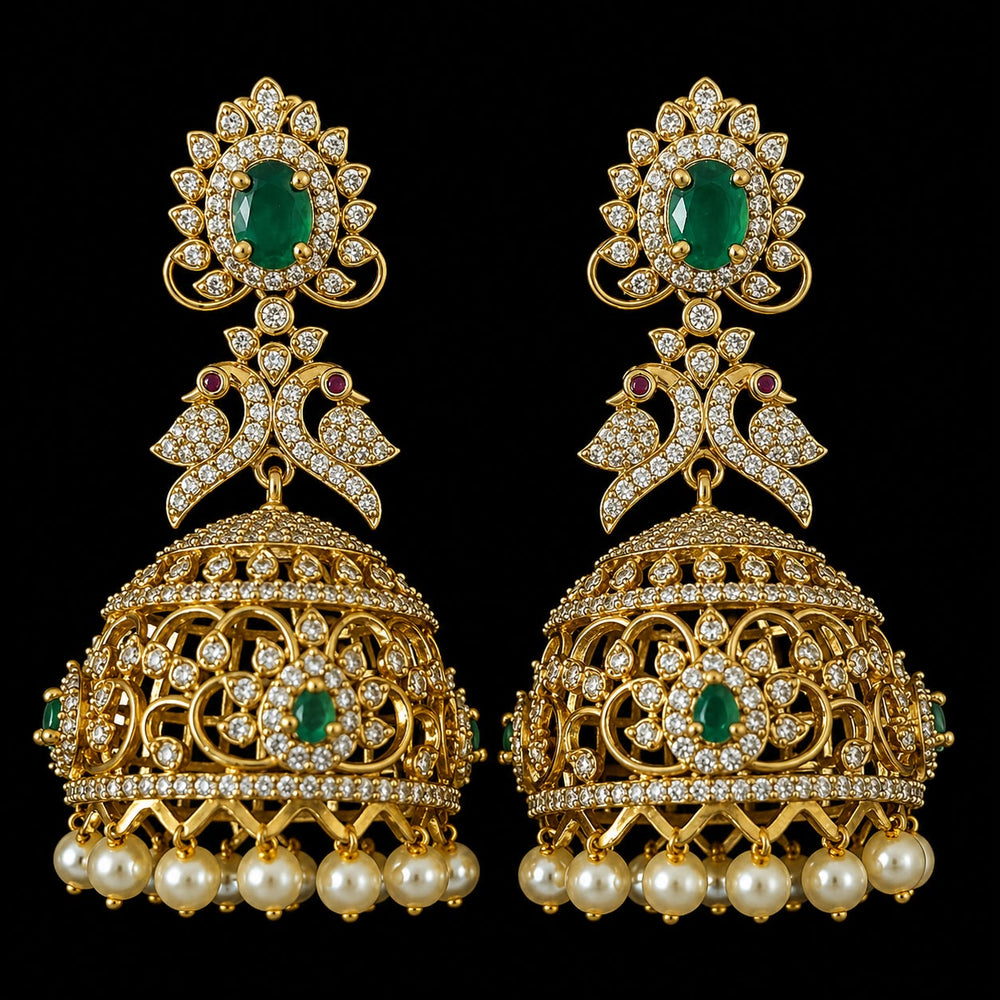 Exquisite Green Stone Jhumka