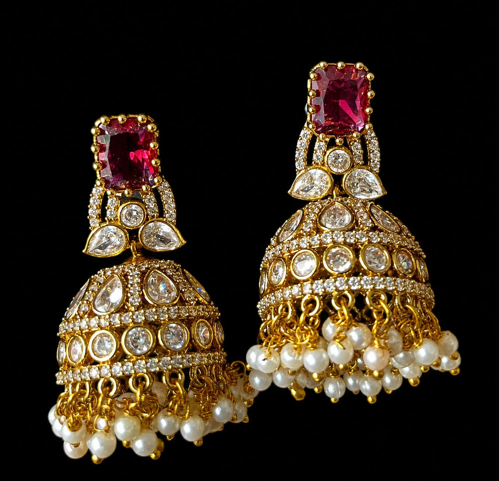 Gorgeous RUBY STONE Jhumka set