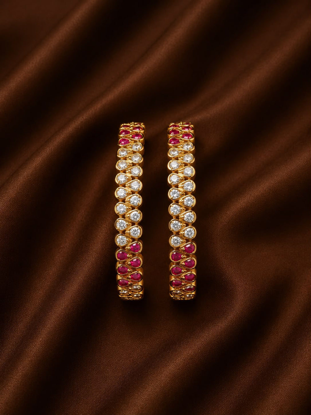 Traditional Stone Bangle with ruby and white  Stone