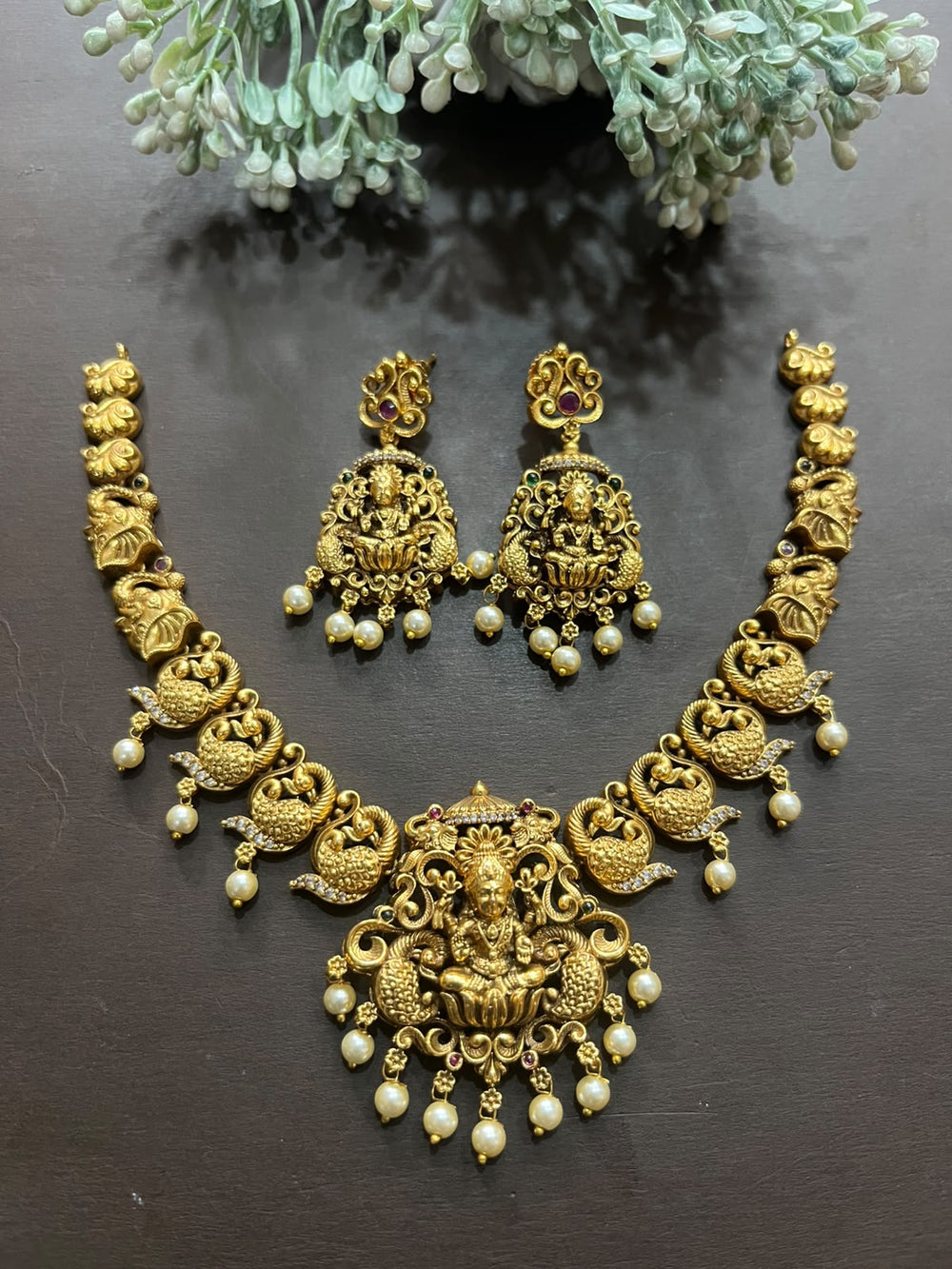 Traditional Lakshmi Pendant Pearl Hanging